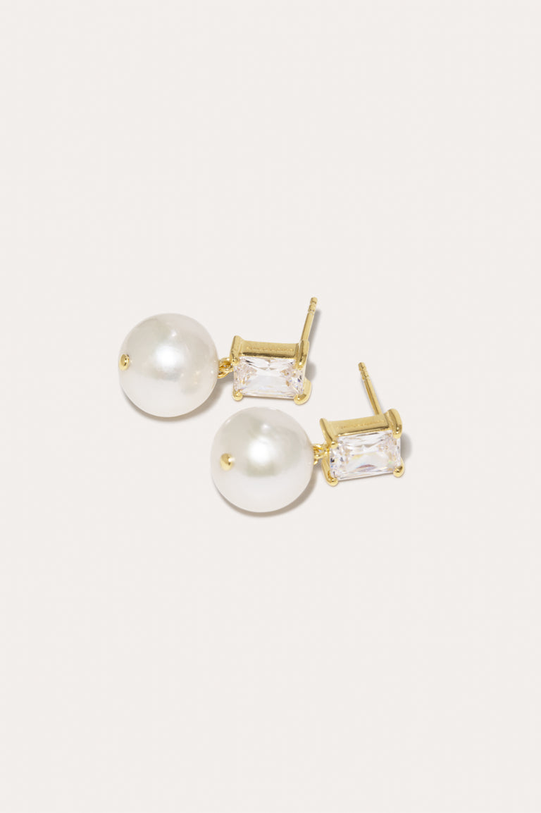 Concurrence - Pearl and Zirconia Recycled Gold Vermeil Earrings