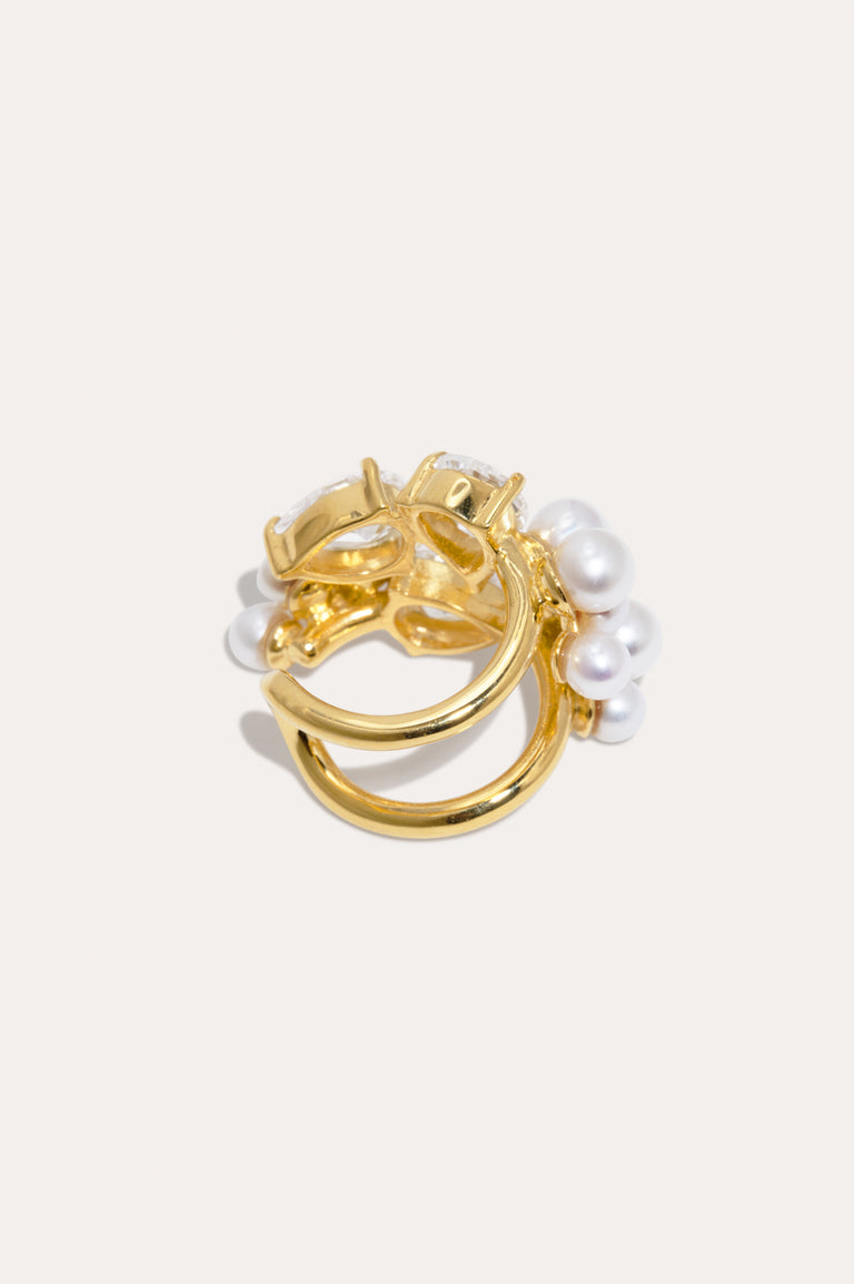 P181 - Pearl and Zirconia Recycled Gold Vermeil Ear Cuff