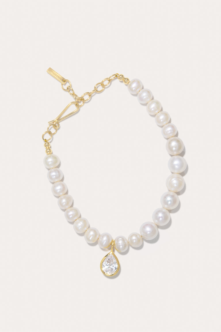 P183 - Pearl and Zirconia Recycled Gold Vermeil Bracelet
