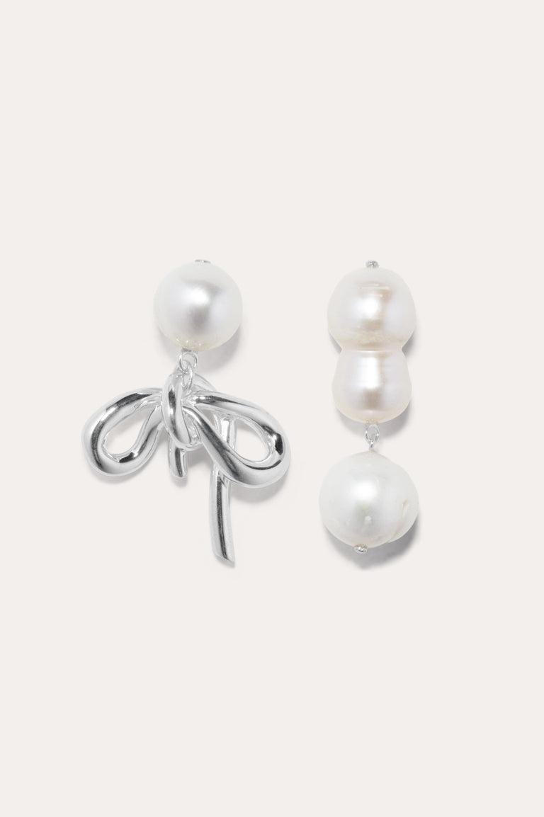 Once in a Blue Moon - Pearl and Recycled Silver Earrings