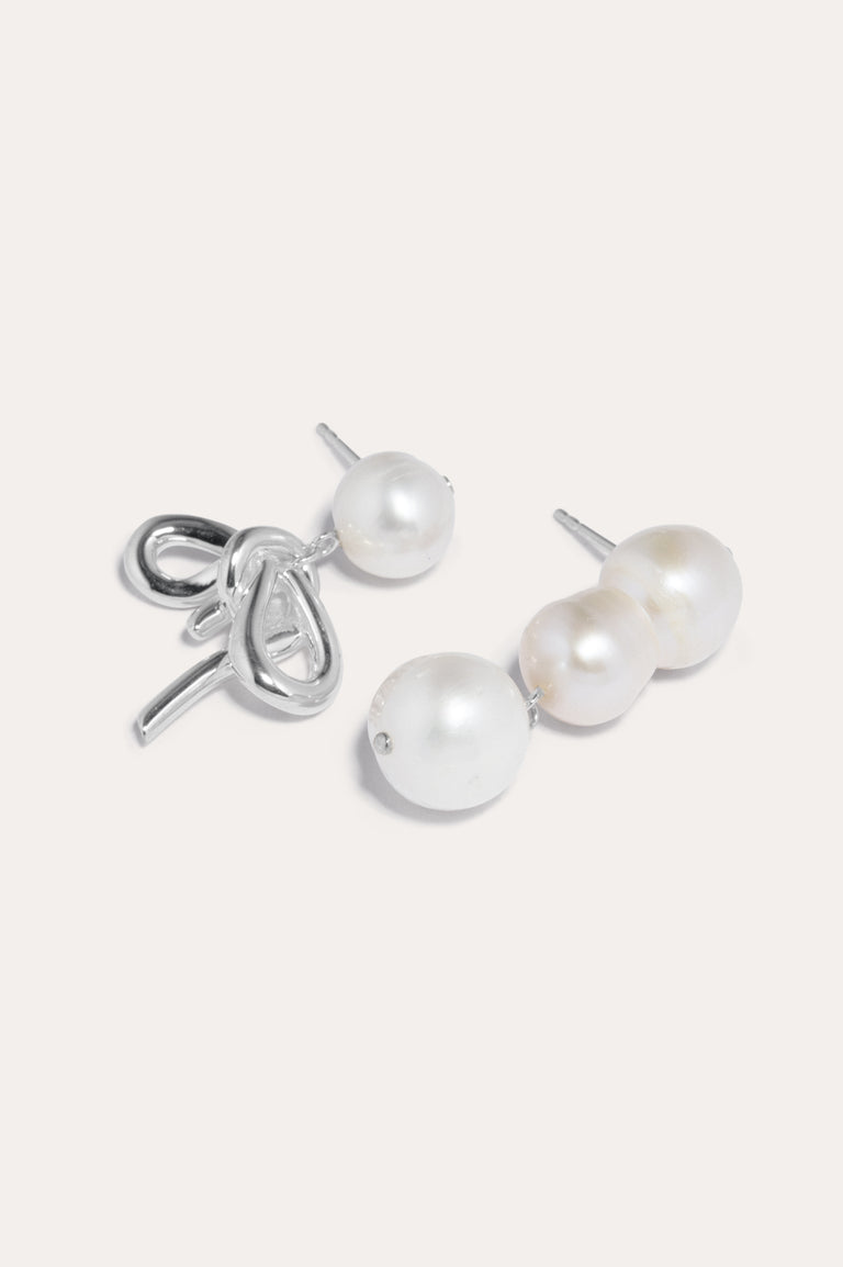 Once in a Blue Moon - Pearl and Recycled Silver Earrings