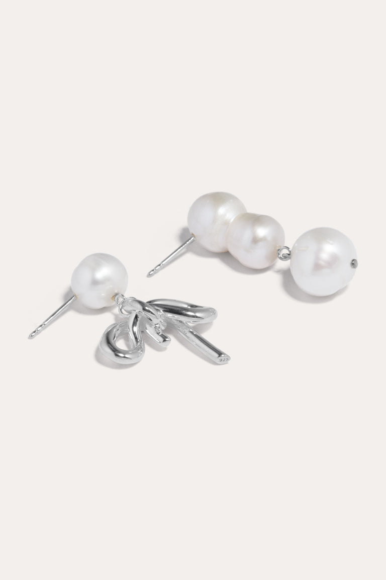 Once in a Blue Moon - Pearl and Recycled Silver Earrings