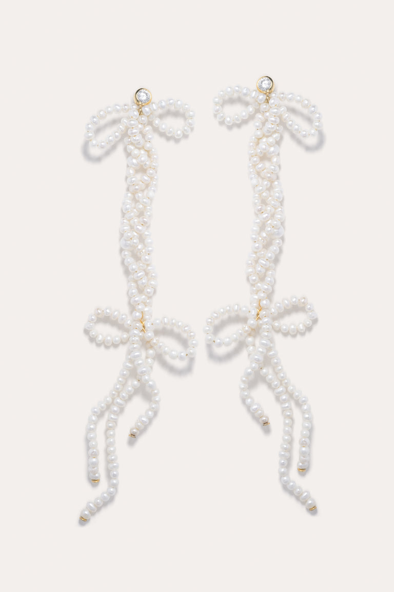 An inquiry Into Contradictions - Pearl and Zirconia Recycled Gold Vermeil Earrings