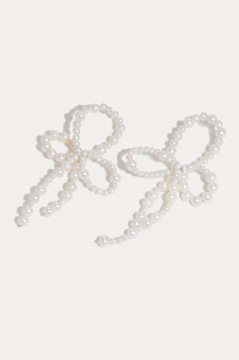 "Whopping Great" Loop‐the‐Loop - Pearl and Recycled Silver Earrings