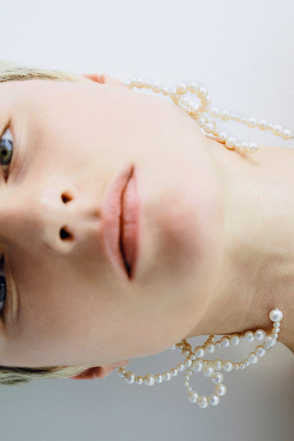 "Whopping Great" Loop‐the‐Loop - Pearl and Recycled Silver Earrings