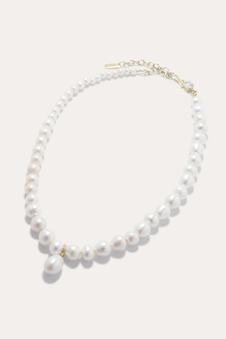 P197 - Pearl and Zirconia Recycled Gold Vermeil Necklace