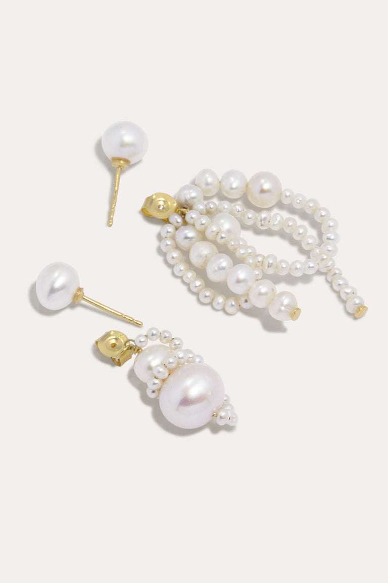 P214 - Pearl and Recycled Gold Vermeil Earrings