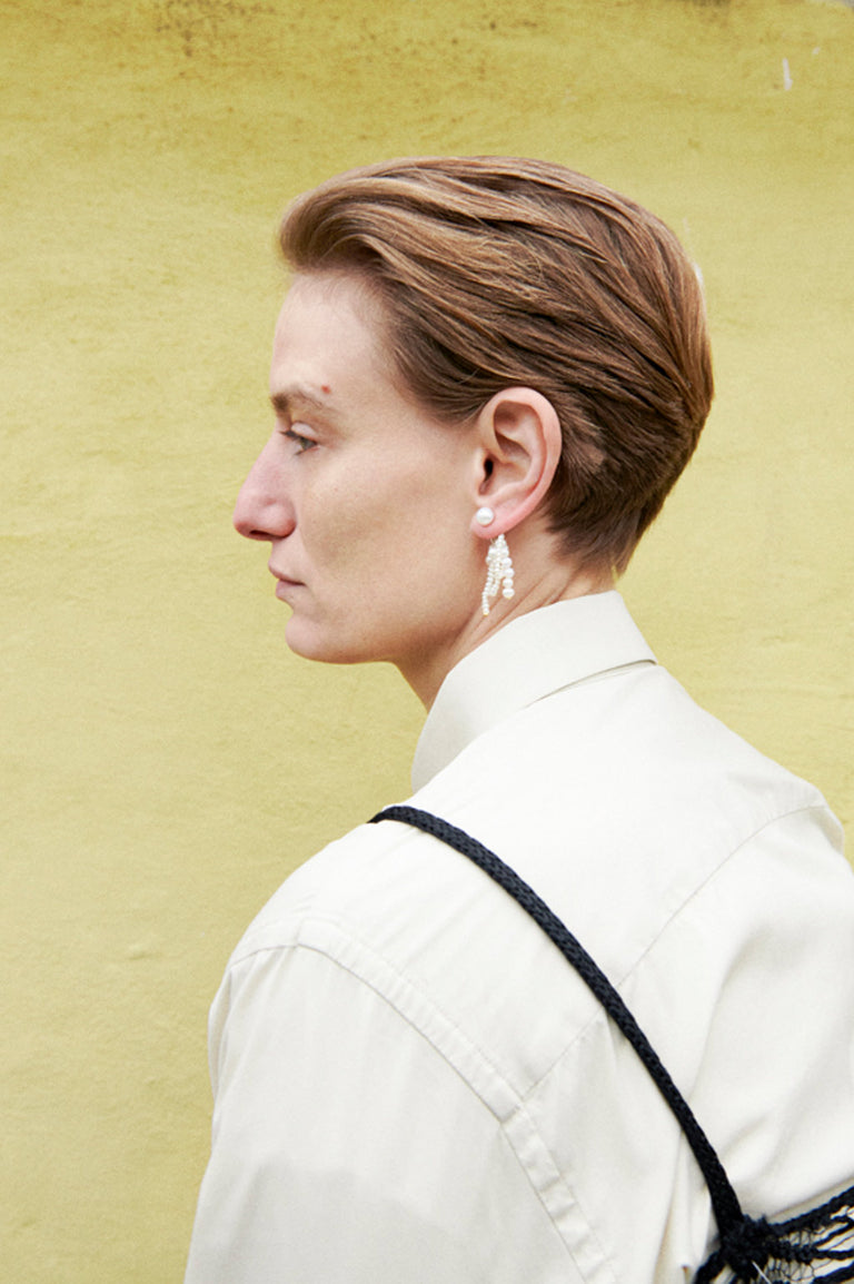P214 - Pearl and Recycled Gold Vermeil Earrings