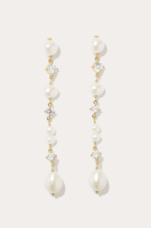 Moontide - Pearl and Zirconia Recycled Gold Vermeil Earrings