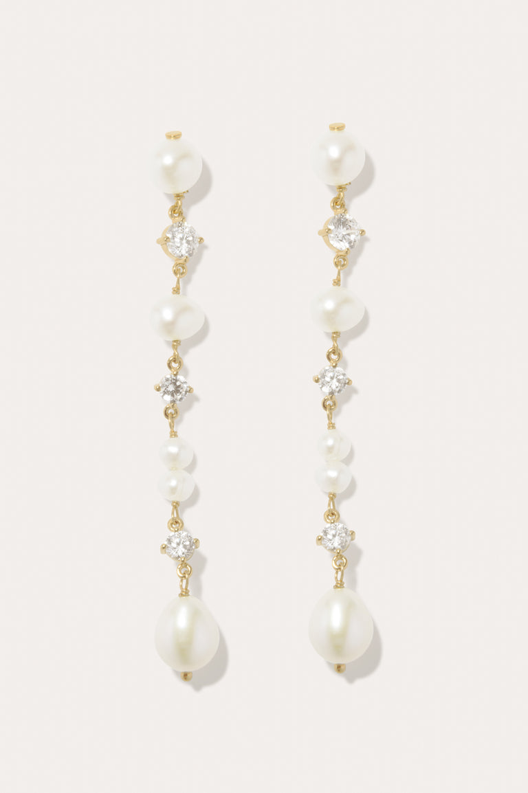 Moontide - Pearl and Zirconia Recycled Gold Vermeil Earrings