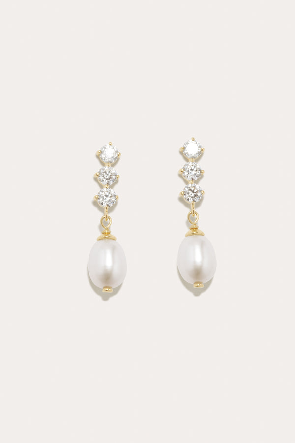 Voyage - Pearl and Zirconia Recycled Gold Vermeil Earrings