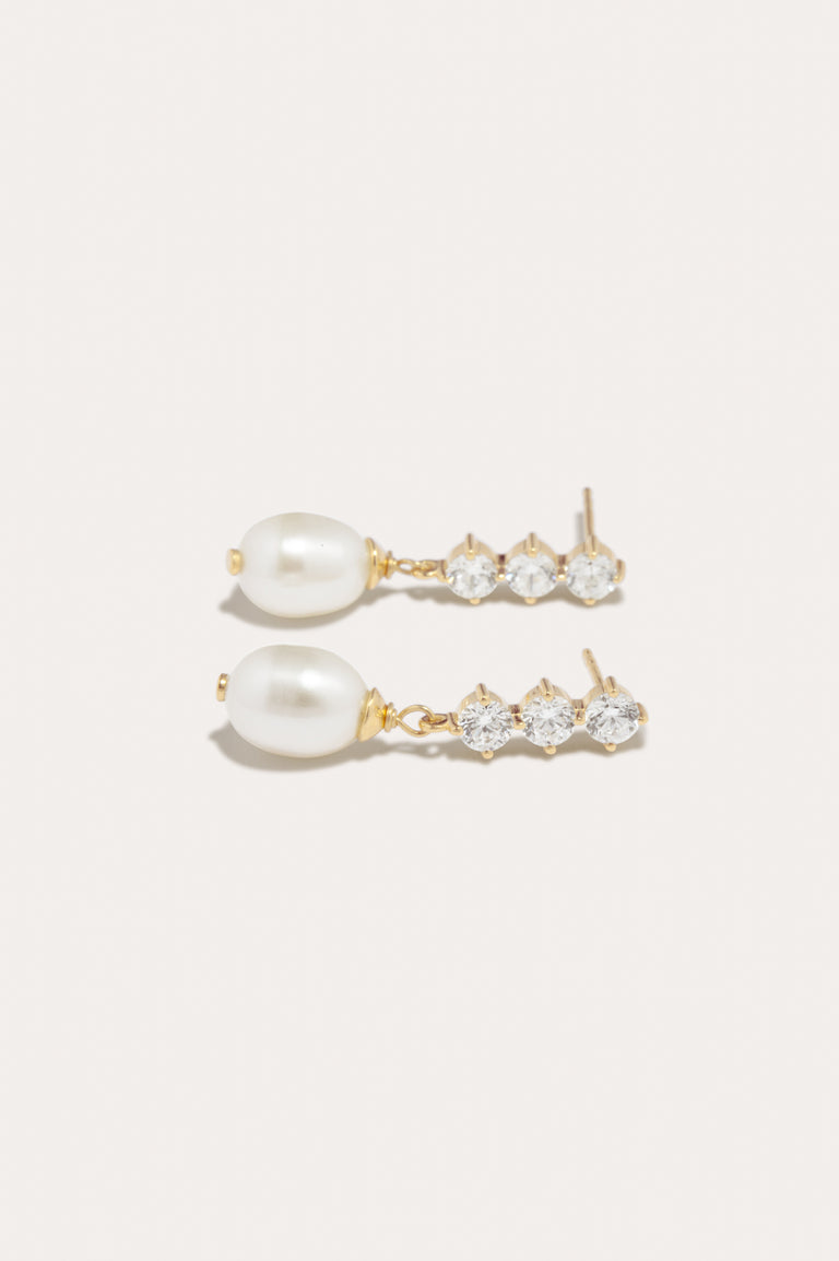 Voyage - Pearl and Zirconia Recycled Gold Vermeil Earrings