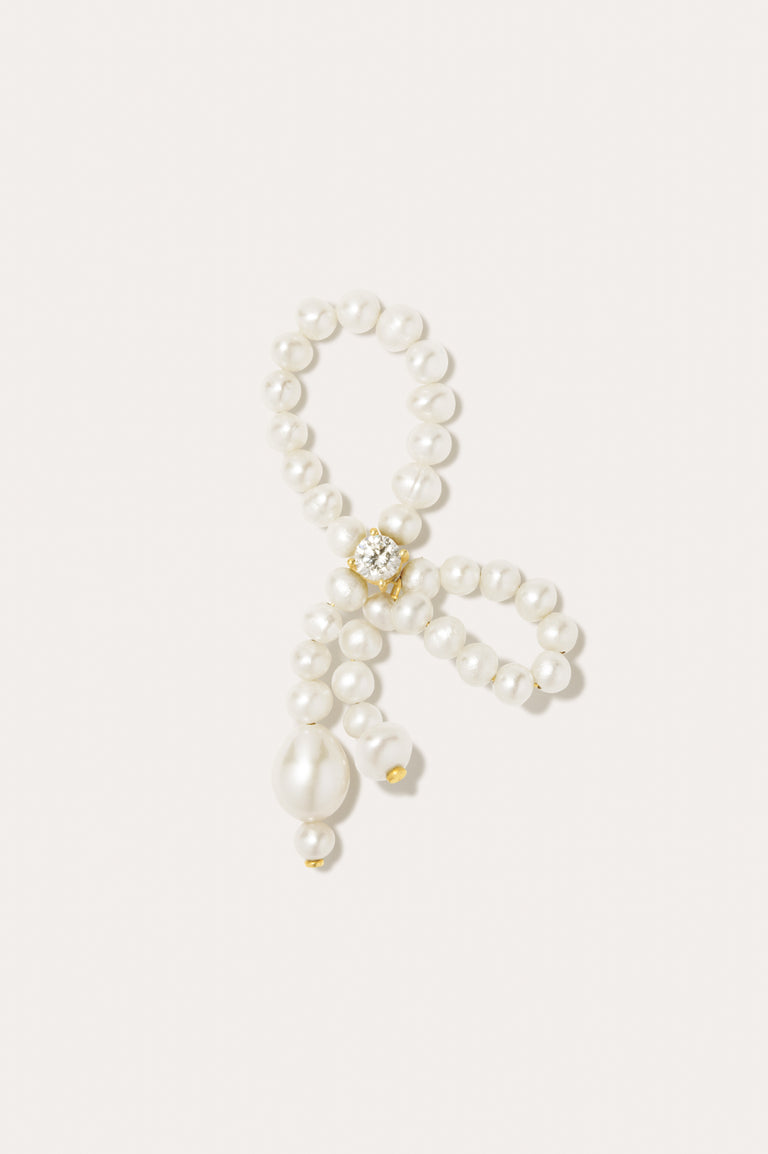 The Tender Grip - Pearl and Zirconia Recycled Gold Vermeil Ring