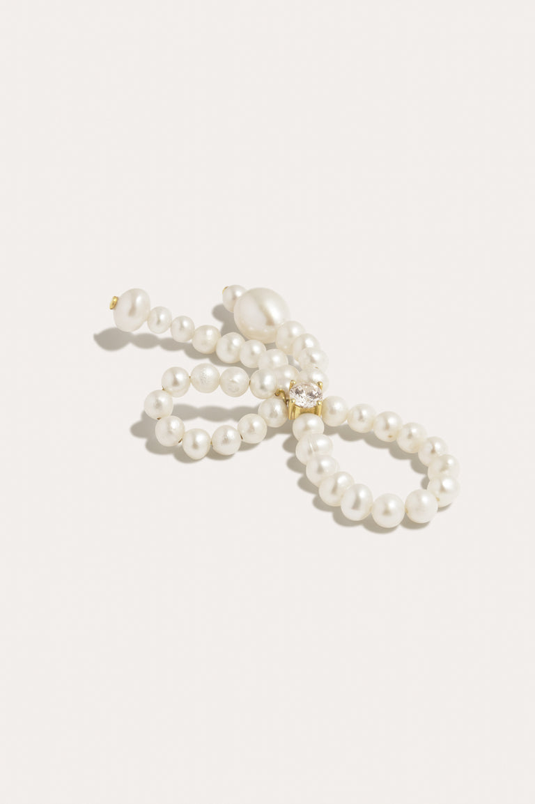 The Tender Grip - Pearl and Zirconia Recycled Gold Vermeil Ring