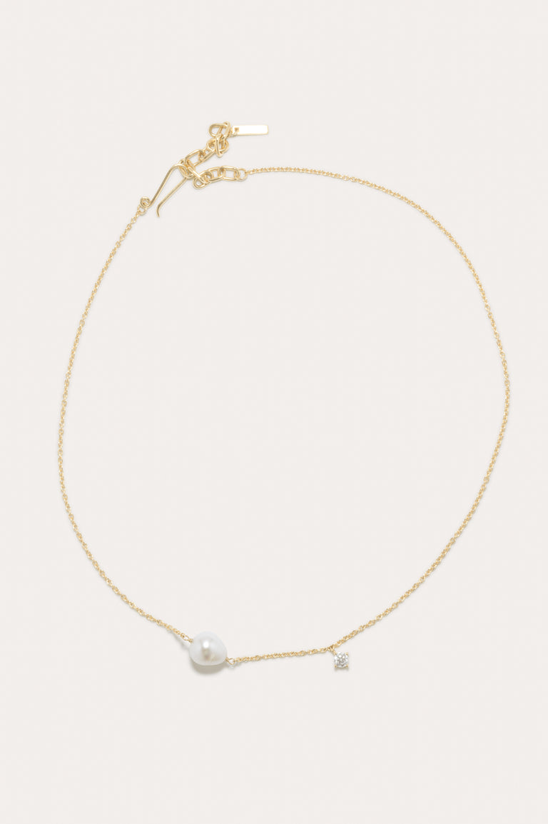 Ignoring All Relevant Information - Pearl and Zirconia Recycled Gold Vermeil Necklace