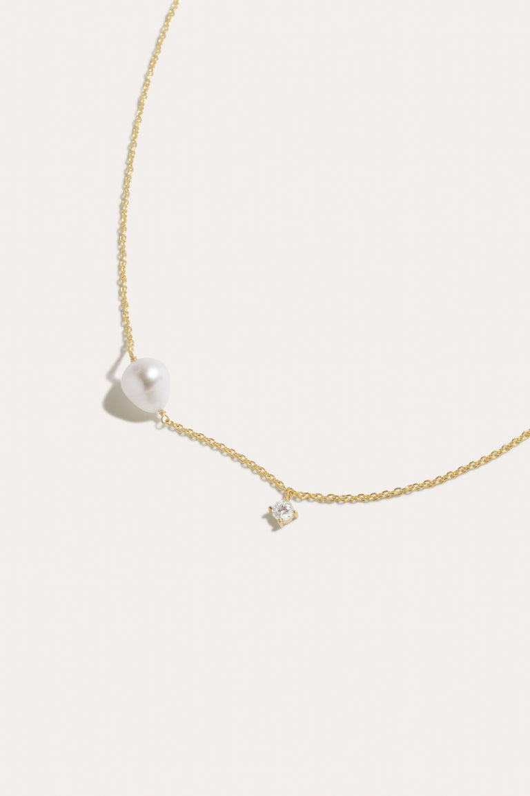 Ignoring All Relevant Information - Pearl and Zirconia Recycled Gold Vermeil Necklace