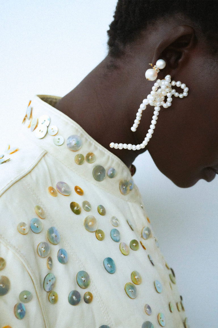 Time Waits for No One - Pearl and Zirconia Recycled Gold Vermeil Earrings