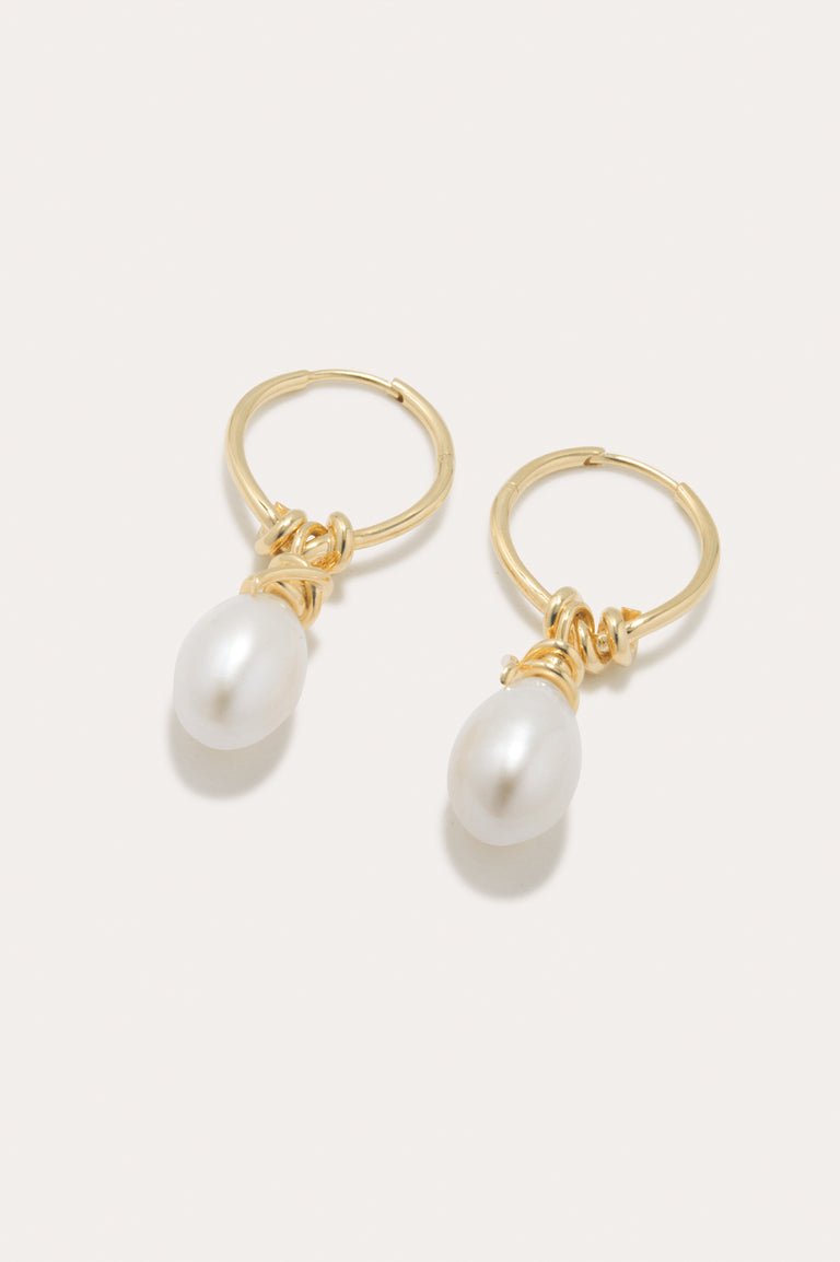 A Drop in the Ocean - Pearl and Recycled Gold Vermeil Earrings