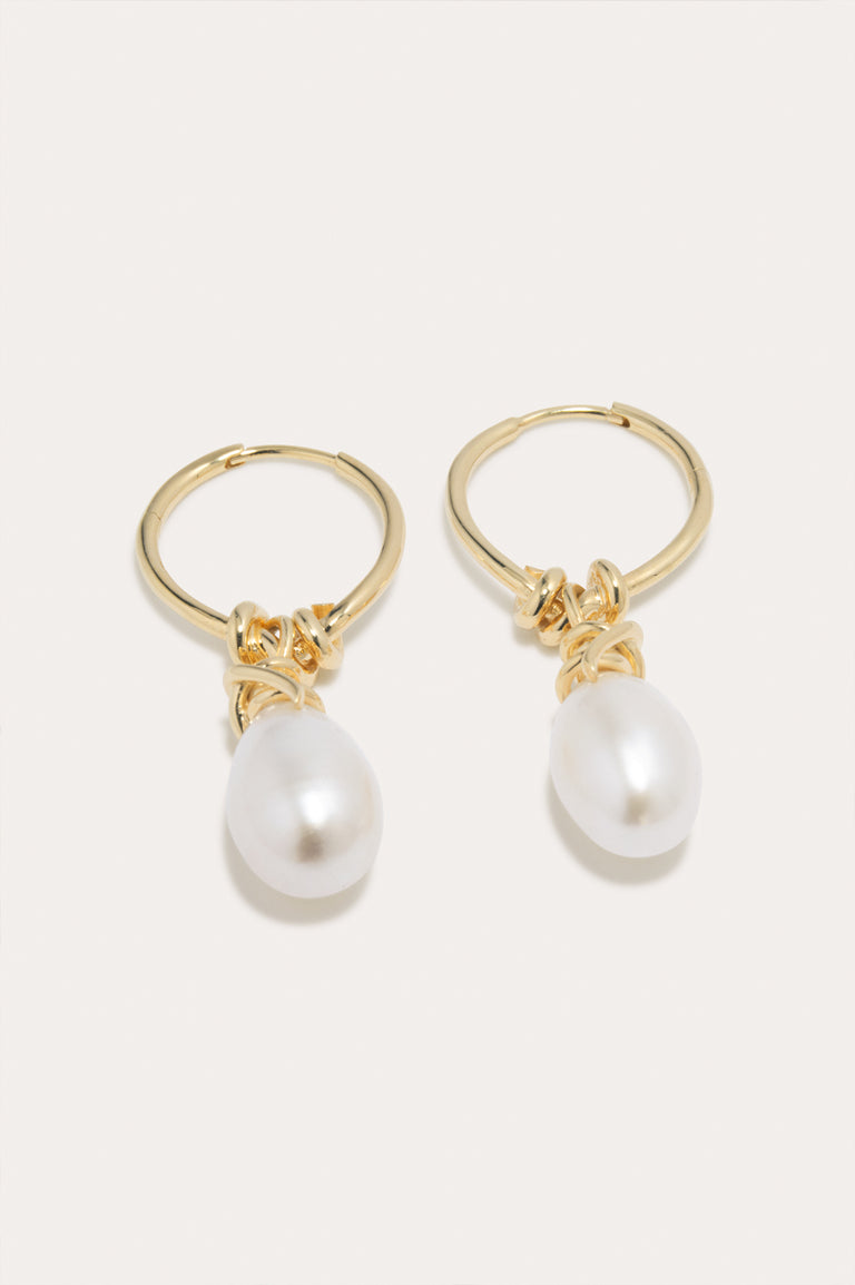 A Drop in the Ocean - Pearl and Recycled Gold Vermeil Earrings