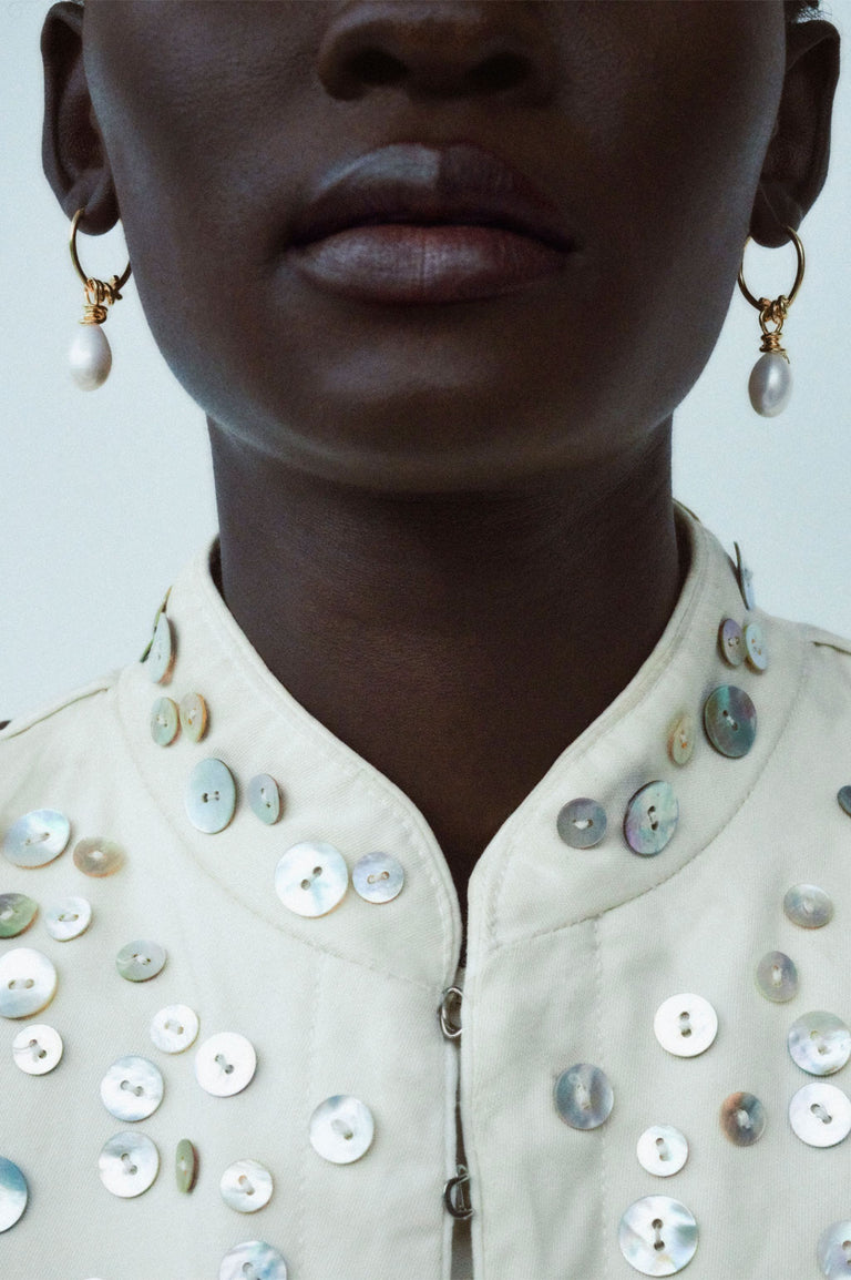A Drop in the Ocean - Pearl and Recycled Gold Vermeil Earrings