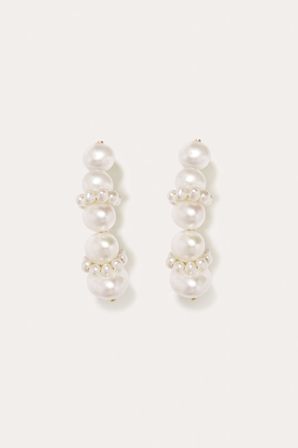 Birds of a Feather II - Pearl and Recycled Gold Vermeil Ear Climbers