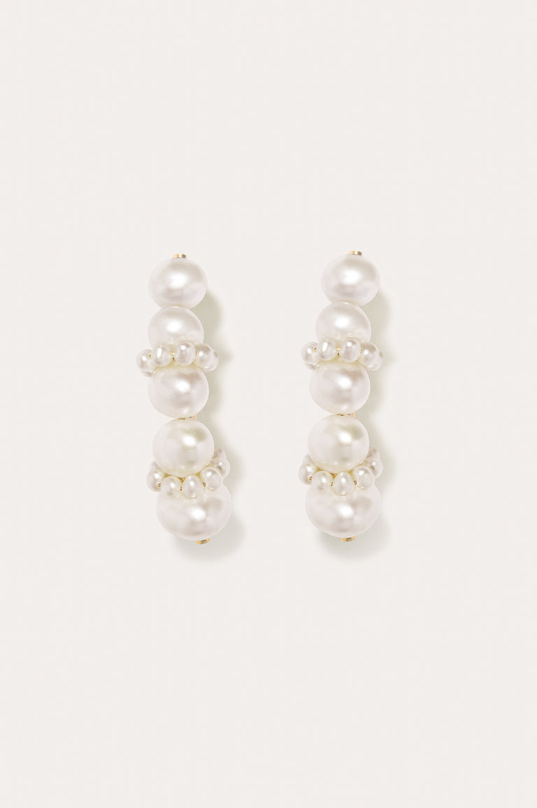 Pearl and Recycled Gold Vermeil Ear Climbers