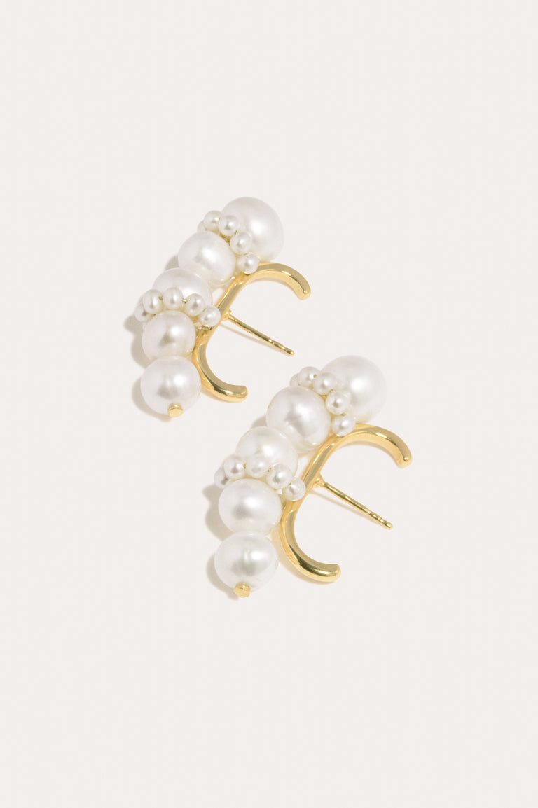 Pearl and Recycled Gold Vermeil Ear Climbers