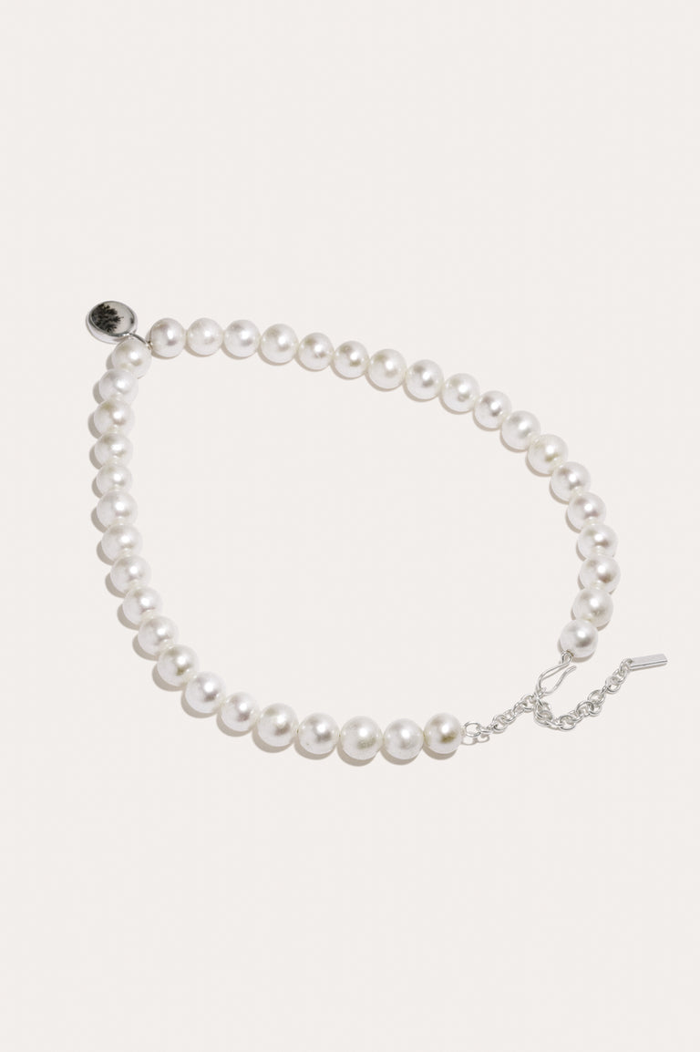 Lost In Translation - Pearl and Dendritic Agate Recycled Silver Necklace
