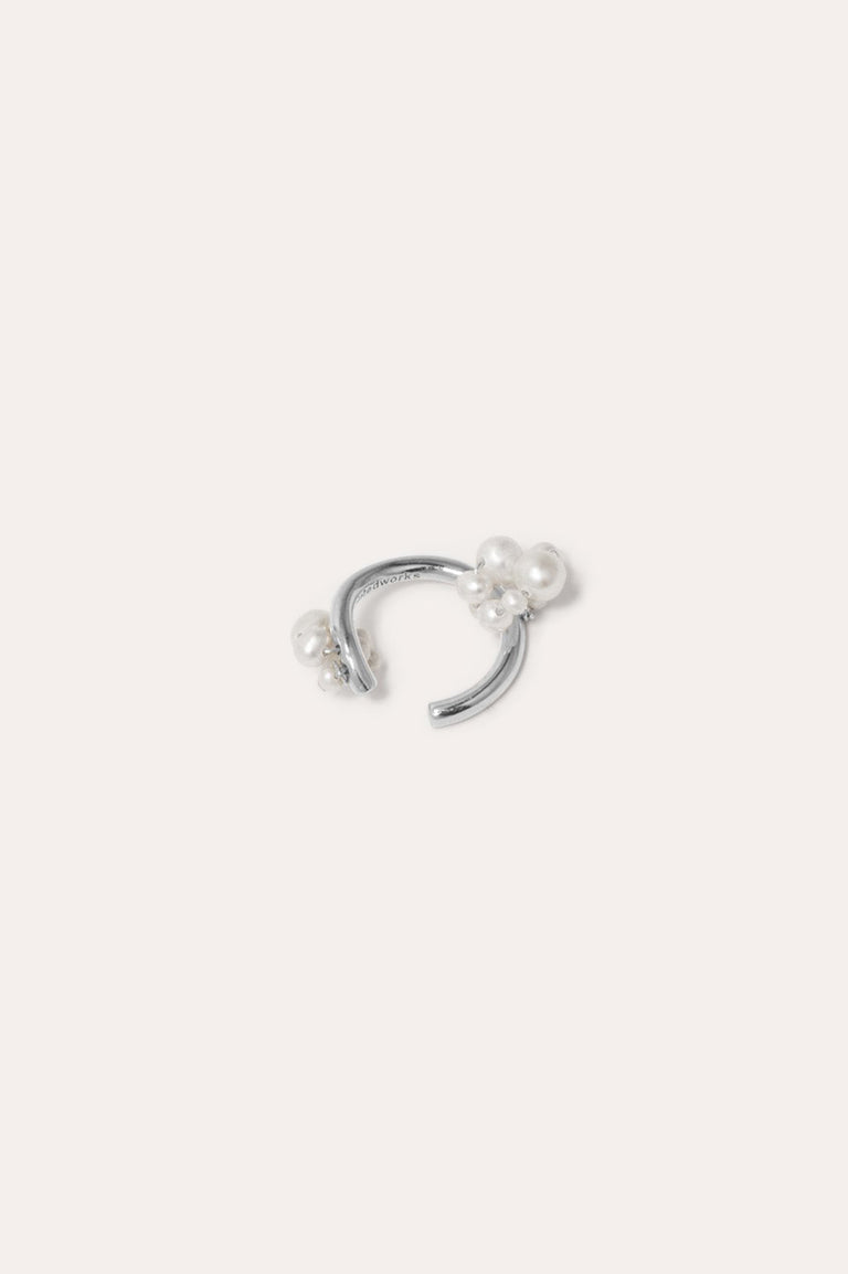 Surfacing - Pearl and Recycled Silver Ear Cuff