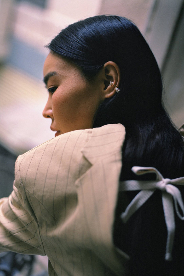 Surfacing - Pearl and Recycled Silver Ear Cuff