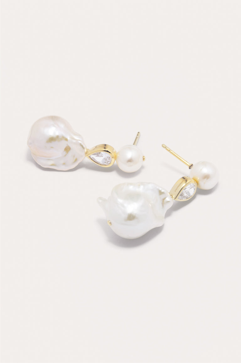 Pulp - Pearl and Zirconia Gold Vermeil Earrings