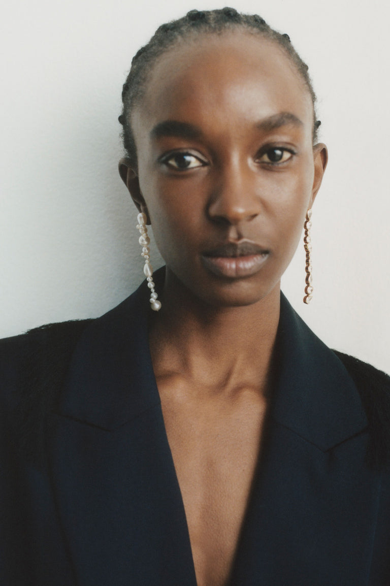 Glitch - Pearl and Zirconia Recycled Gold Vermeil Earrings