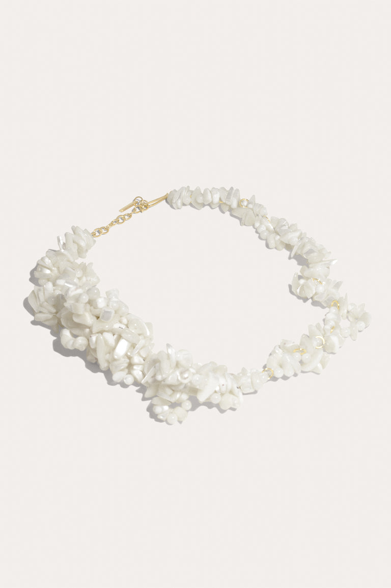 The Shifting Stream - Pearl and Mother of Pearl Bead Gold Vermeil Necklace