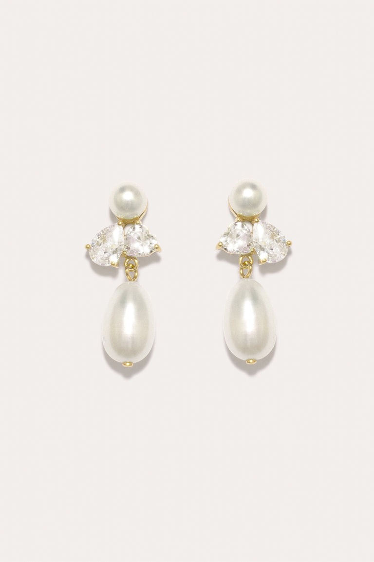Infinity's Reversal - Pearl and Zirconia Recycled Gold Vermeil Earrings