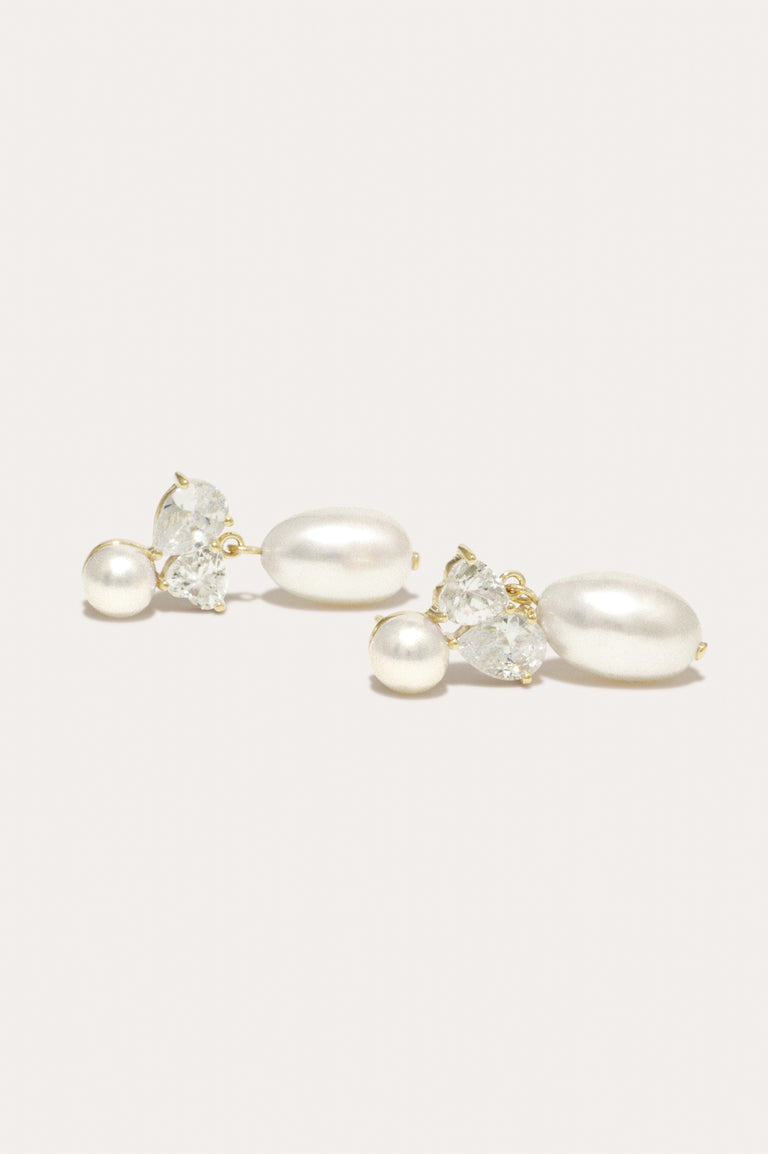 Infinity's Reversal - Pearl and Zirconia Recycled Gold Vermeil Earrings