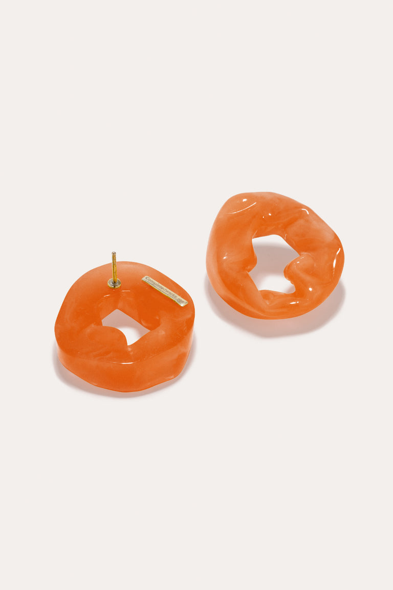 Scrunch - Orange Bio Resin and Gold Vermeil Earrings