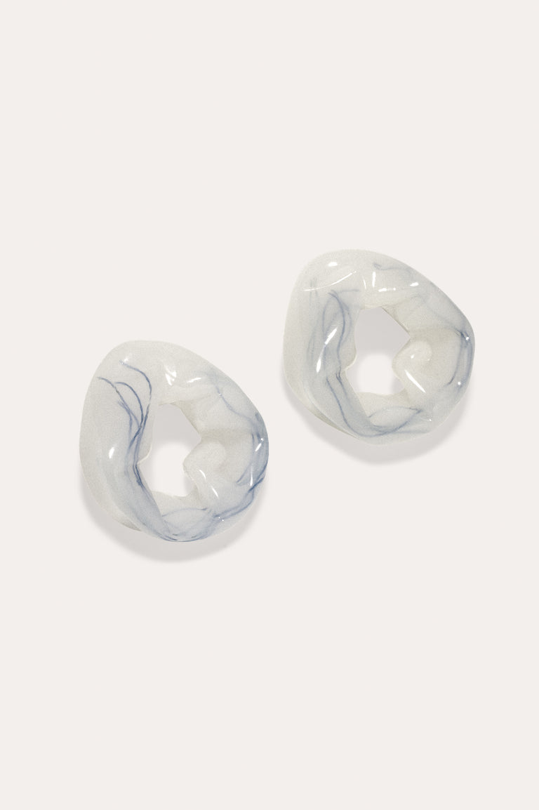 Scrunch - Threads in Pearlescent White Bio Resin and Recycled Gold Vermeil Earrings
