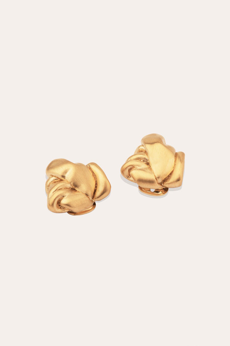 Knotted - Gold Plated Clip Earrings