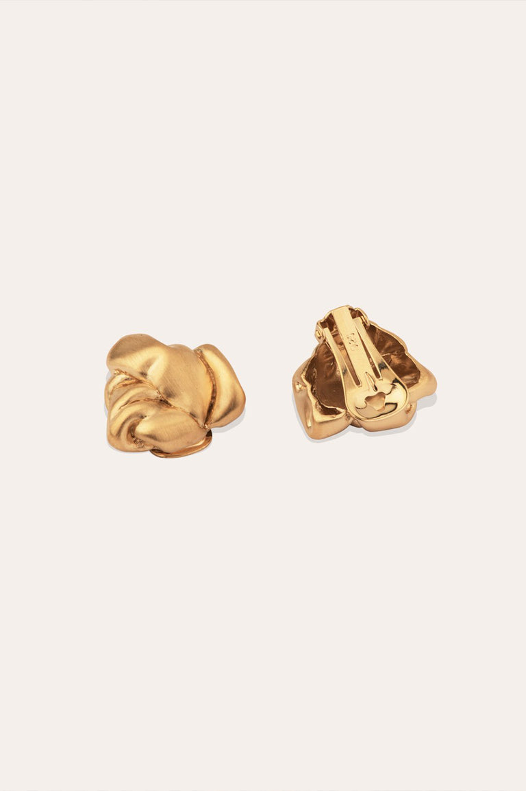 Knotted - Gold Plated Clip Earrings