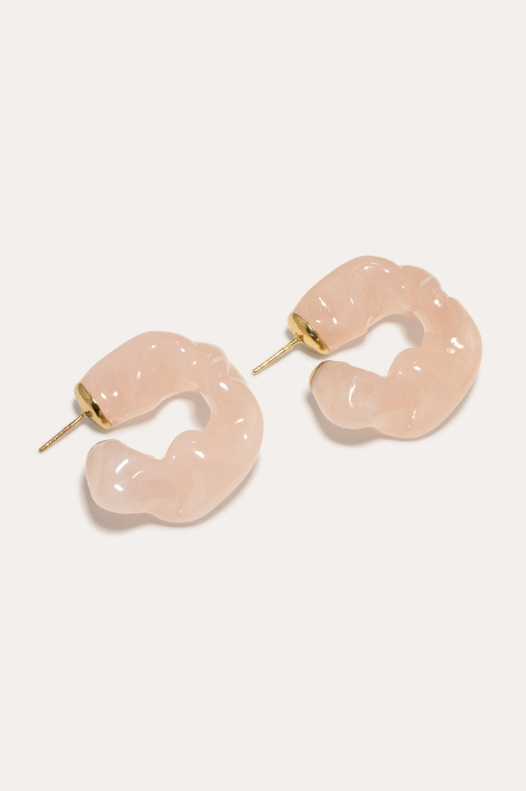 Ruffle - Rose Quartz Bio Resin and Gold Vermeil Earrings