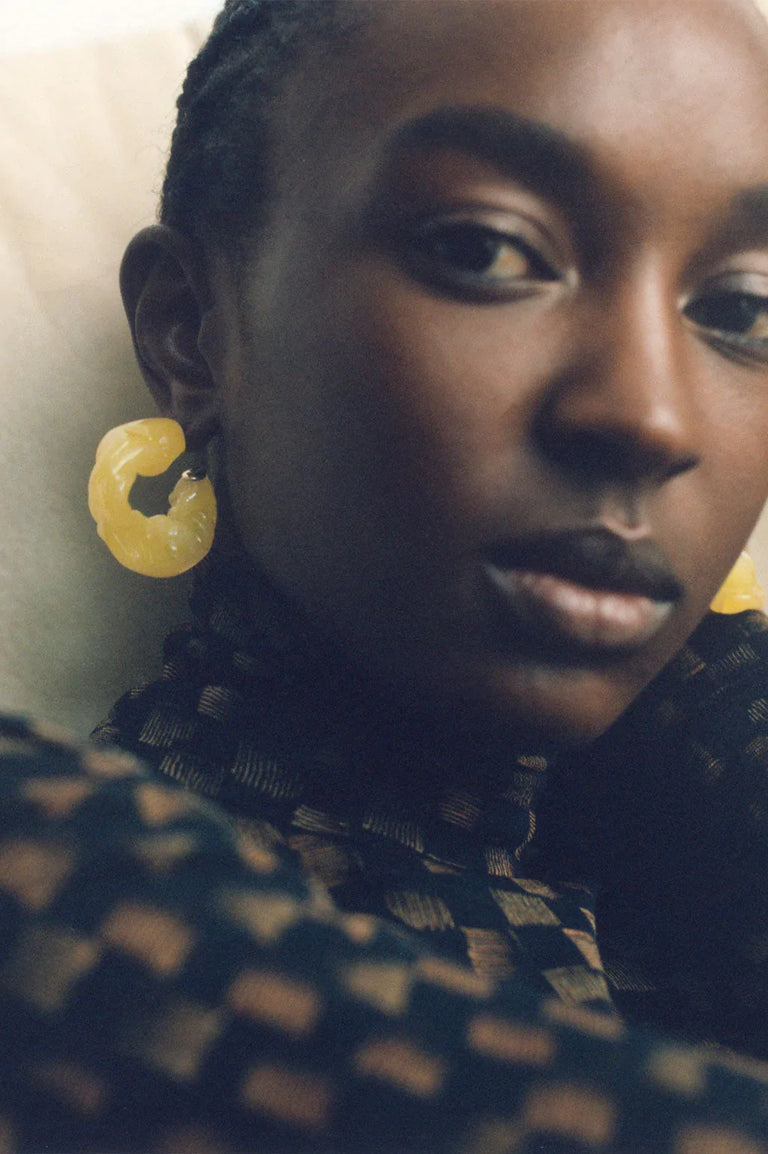 Ruffle - Rose Quartz Bio Resin and Recycled Gold Vermeil Earrings