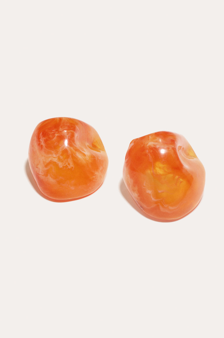 Randomised Organic Shape - Orange Bio Resin and Gold Vermeil Earrings