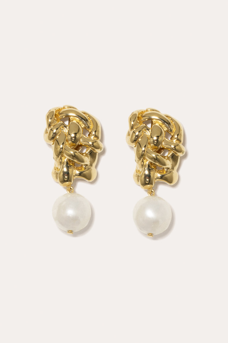 The Paths of Memory - Pearl and Recycled Gold Vermeil Earrings