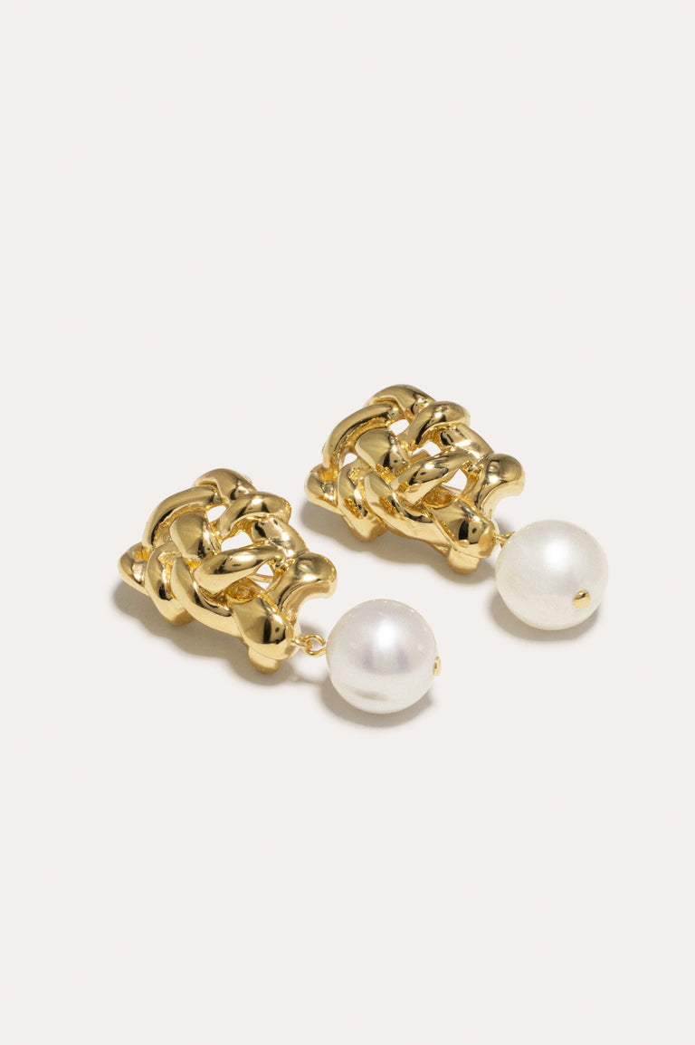 The Paths of Memory - Pearl and Recycled Gold Vermeil Earrings