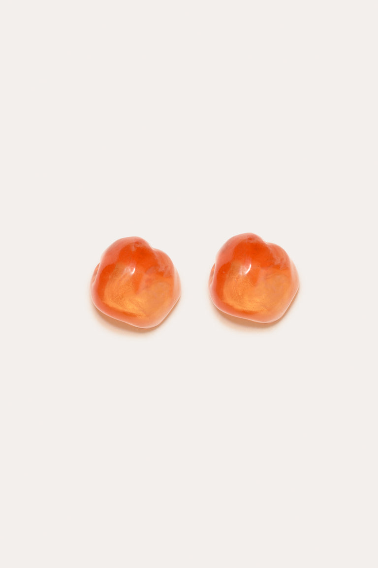 "Notsobig" Randomised Organic Shape - Orange Bio Resin and Gold Vermeil Earrings