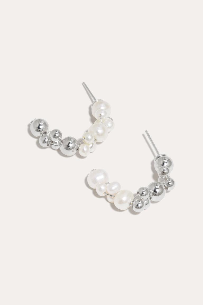 Every Cloud Has A Silver Lining - Pearl and Sterling Silver Earrings