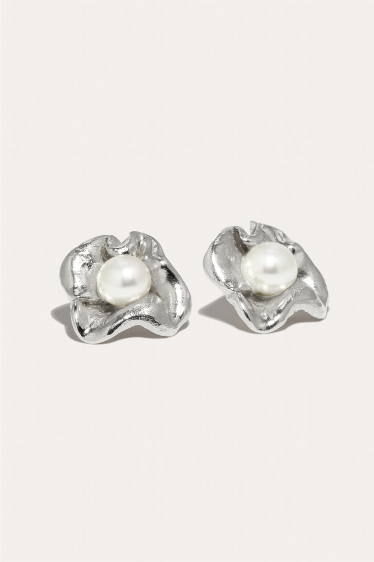 Unity - Pearl and Recycled Silver Earrings