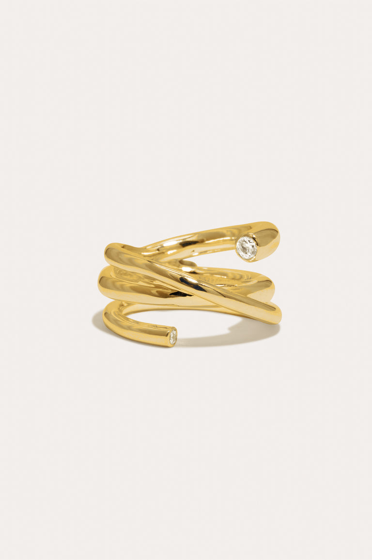 R2198 - Zirconia and Recycled Gold Vermeil Ring