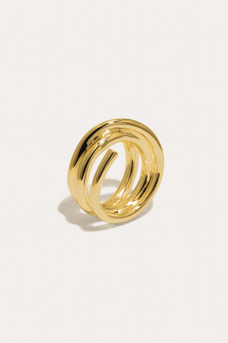 R2198 - Zirconia and Recycled Gold Vermeil Ring