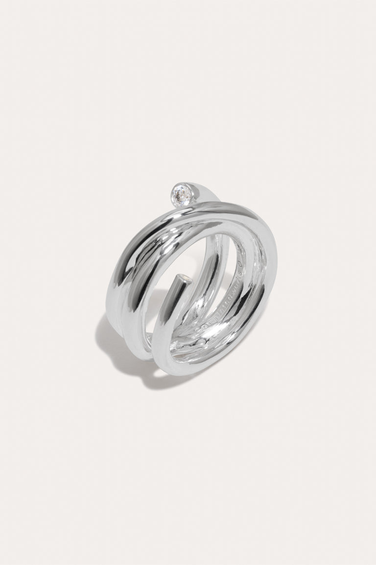 Coil - Zirconia and Recycled silver Ring